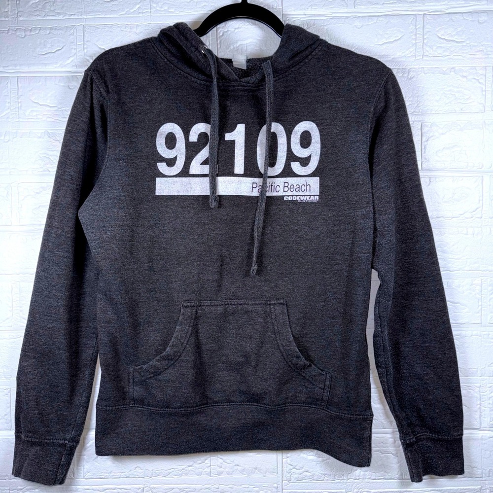 Codewear Pacific Beach 92109 Hoodie Mens Small Gray Graphic Sweatshirt San Diego